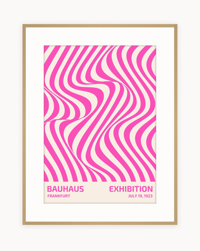 Ondas Rosa — Lámina Bauhaus