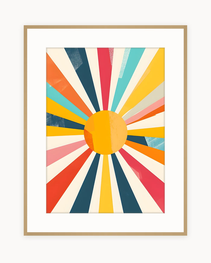Sol Rayos Retro — Lámina Abstractas