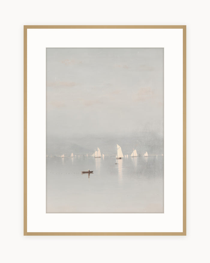 Lago con Veleros — Lámina Vintage